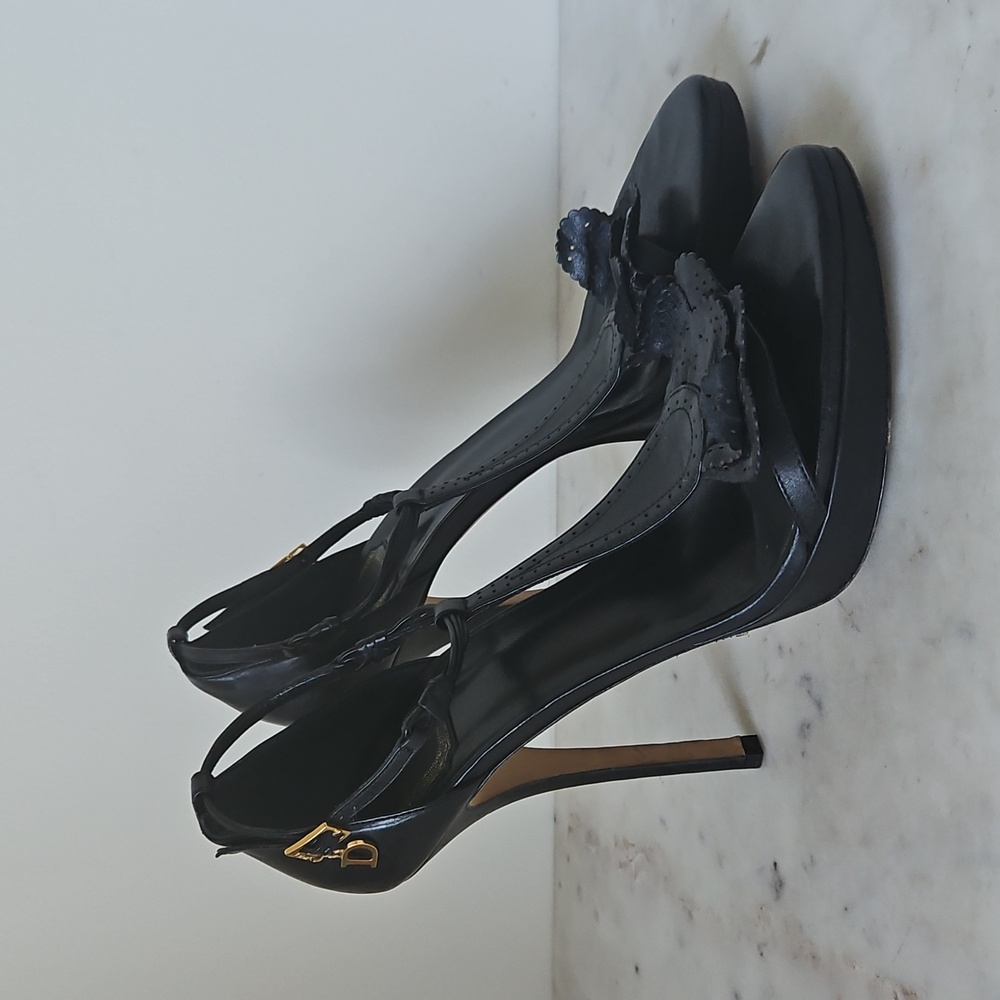 DIOR: Logo Charm And Ruffle Heels - Picture 4 of 10
